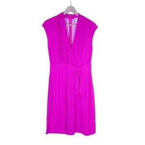 Kate Spade Womens Dress 4 Pink Belted Wrap V Neck Sleeveless Feminine Barbiecore